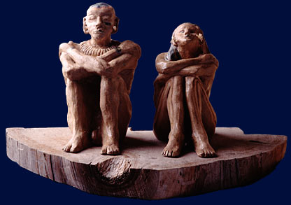 Nature Watchers: Raku on found wood base from Koyasan