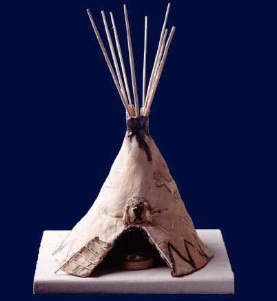 Teepee: Raku on found limestone base